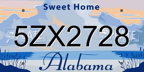 5ZX2728 Alabama License Plate