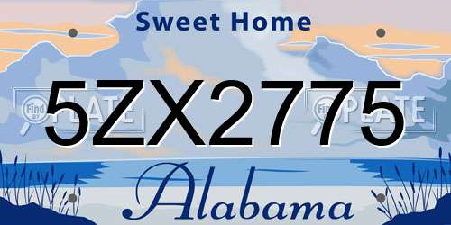 5ZX2775 Alabama License Plate
