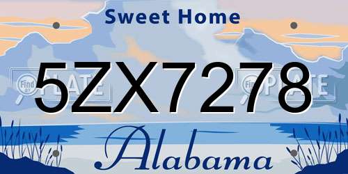 5ZX7278 Alabama License Plate