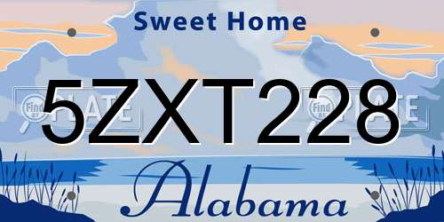 5ZXT228 Alabama License Plate