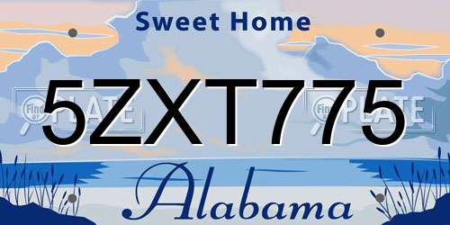 5ZXT775 Alabama License Plate