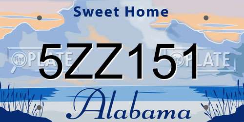 5ZZ151 Alabama License Plate