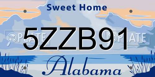 5ZZB91 Alabama License Plate
