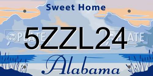 5ZZL24 Alabama License Plate