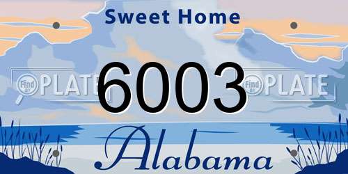 6003 Alabama License Plate