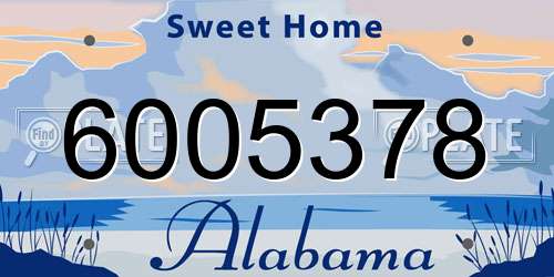 6005378 Alabama License Plate