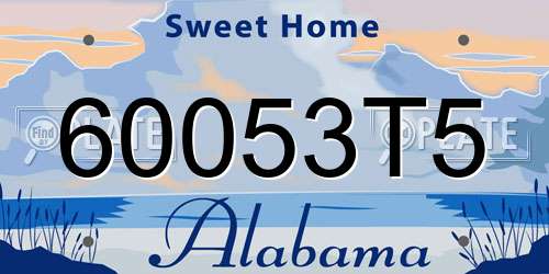 60053T5 Alabama License Plate