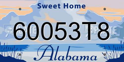 60053T8 Alabama License Plate