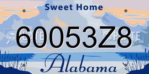 60053Z8 Alabama License Plate