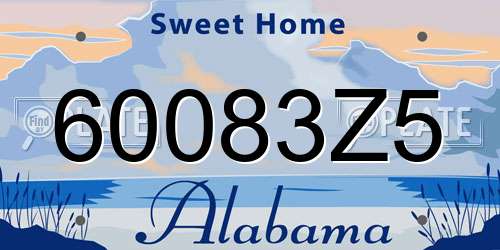 60083Z5 Alabama License Plate