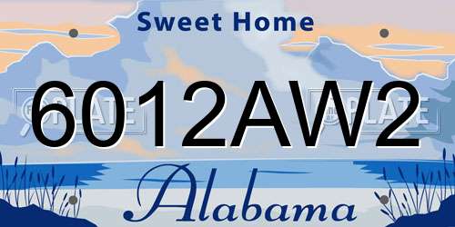 6012AW2 Alabama License Plate