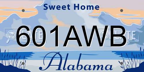 601AWB Alabama License Plate