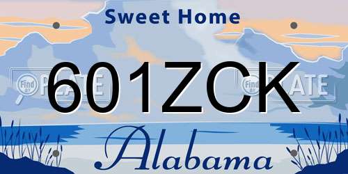 601ZCK Alabama License Plate