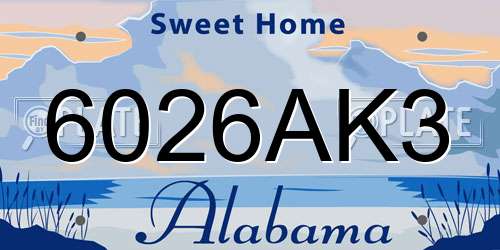 6026AK3 Alabama License Plate