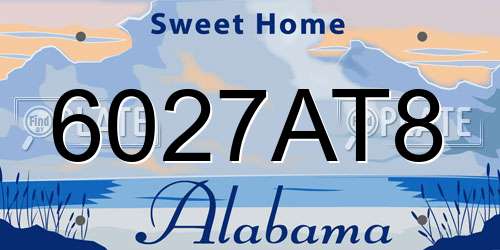 6027AT8 Alabama License Plate