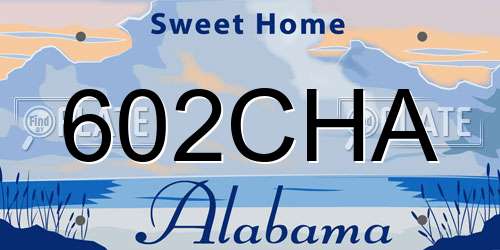602CHA Alabama License Plate