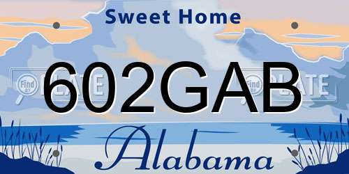 602GAB Alabama License Plate