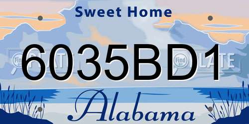 6035BD1 Alabama License Plate