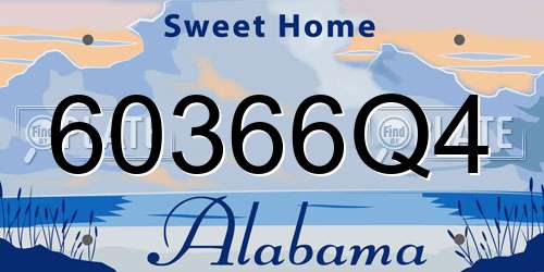 60366Q4 Alabama License Plate