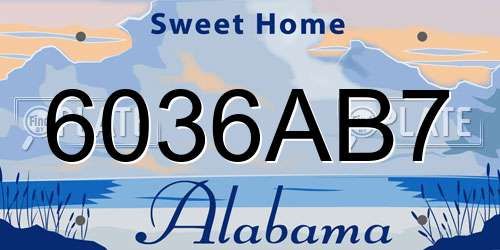 6036AB7 Alabama License Plate