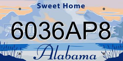 6036AP8 Alabama License Plate