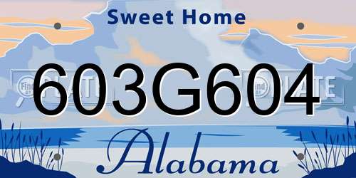 603G604 Alabama License Plate