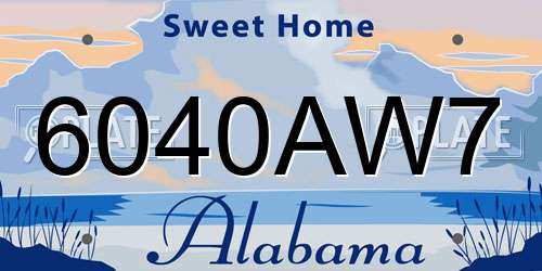 6040AW7 Alabama License Plate
