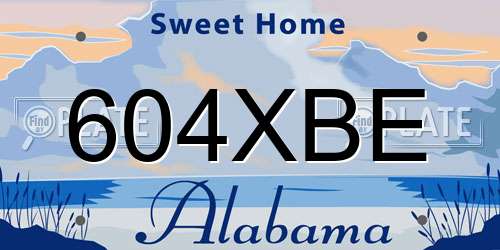 604XBE Alabama License Plate