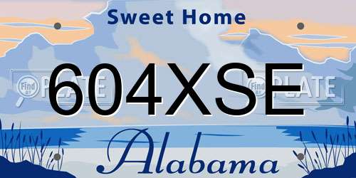 604XSE Alabama License Plate