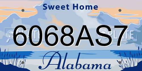 6068AS7 Alabama License Plate