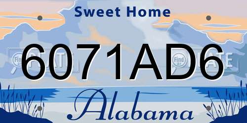 6071AD6 Alabama License Plate