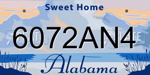 6072AN4 Alabama License Plate