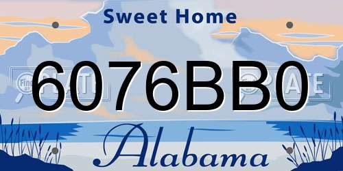 6076BB0 Alabama License Plate