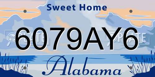 6079AY6 Alabama License Plate