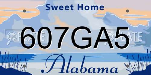 607GA5 Alabama License Plate