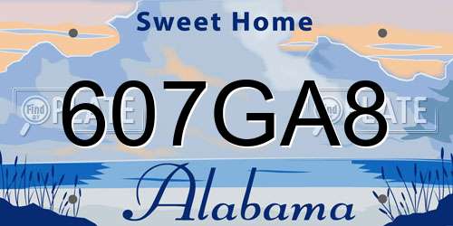 607GA8 Alabama License Plate