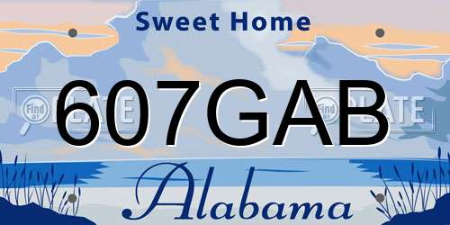 607GAB Alabama License Plate