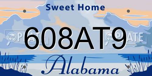 608AT9 Alabama License Plate