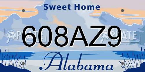608AZ9 Alabama License Plate