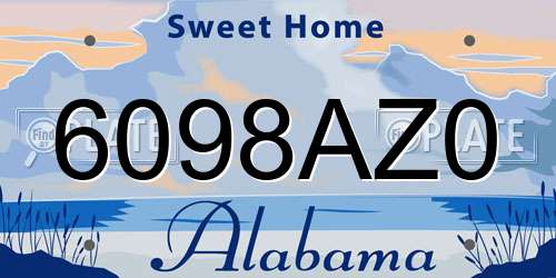 6098AZ0 Alabama License Plate