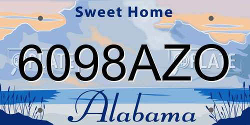 6098AZO Alabama License Plate