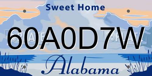 60A0D7W Alabama License Plate