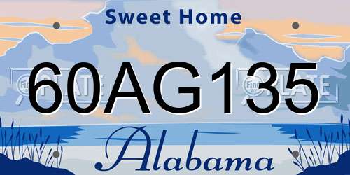 60AG135 Alabama License Plate
