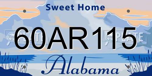 60AR115 Alabama License Plate