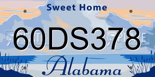 60DS378 Alabama License Plate