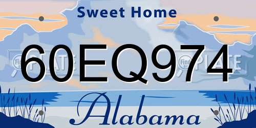60EQ974 Alabama License Plate