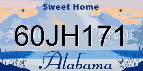 60JH171 Alabama License Plate