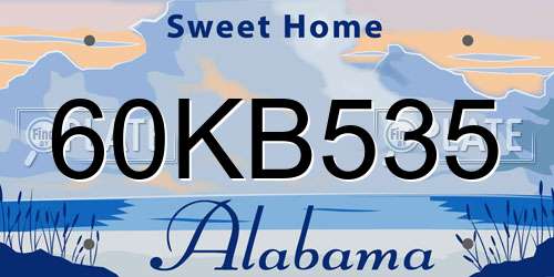 60KB535 Alabama License Plate