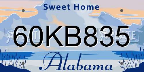 60KB835 Alabama License Plate