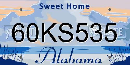 60KS535 Alabama License Plate